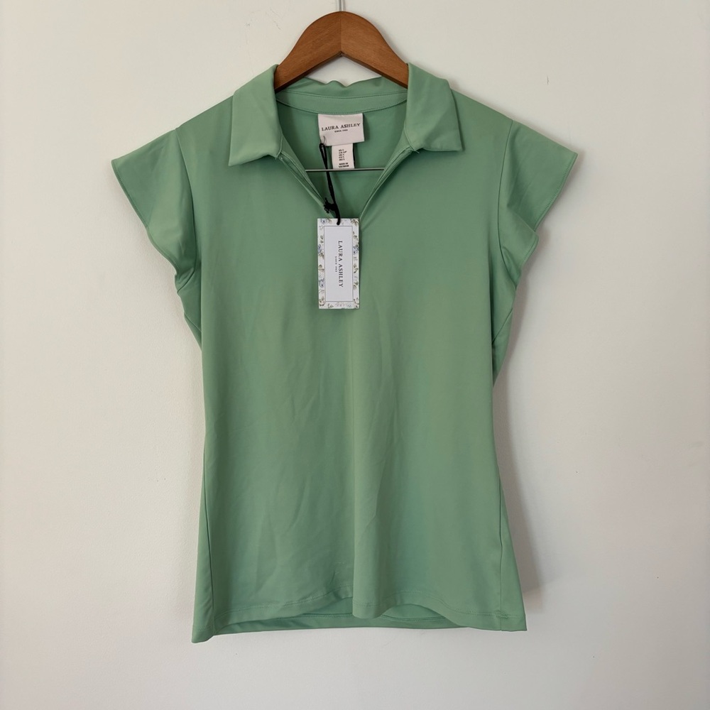 Laura Ashley Mint Green Cap Sleeve Blouse Size Small